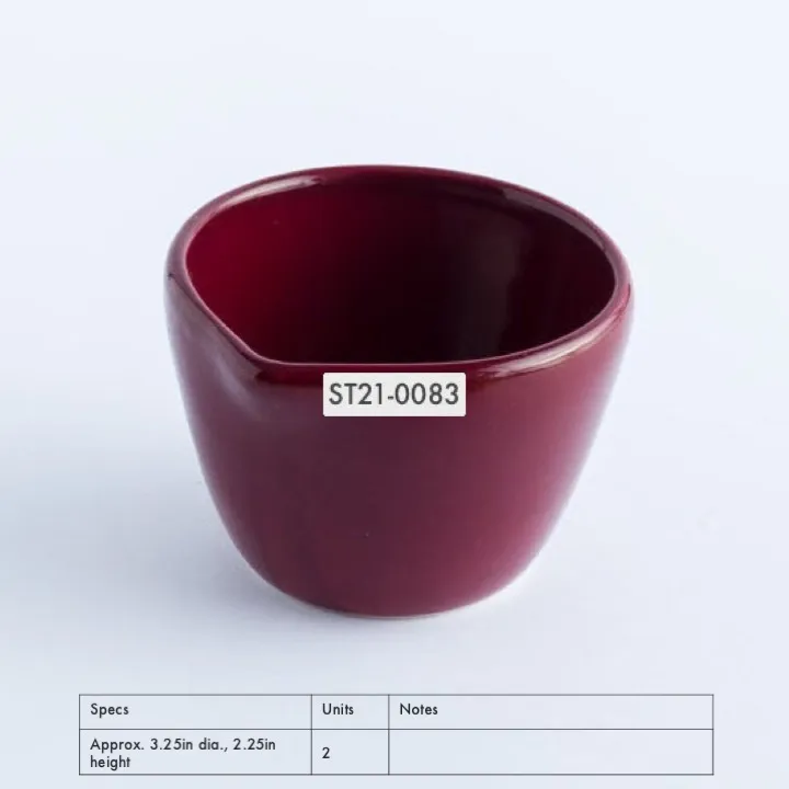 ST21-0083 - Red Stoneware Soy Dish - 3.25" 2.25" (DH)