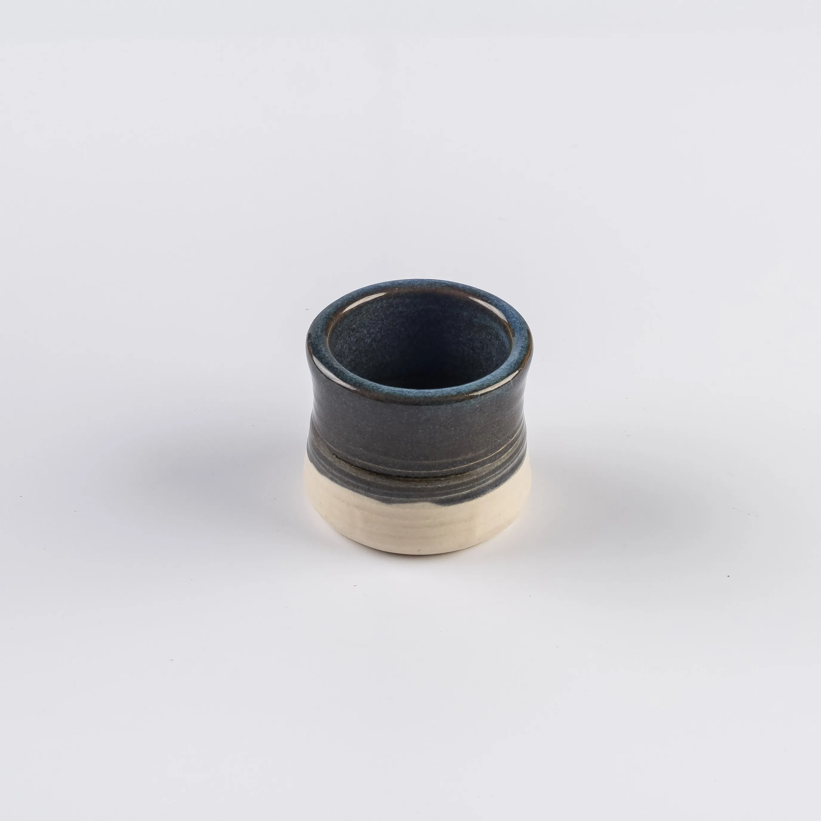 ST21-0064 - Blue White Stoneware Drinking Glass - 2.75" 2.5" (DH)