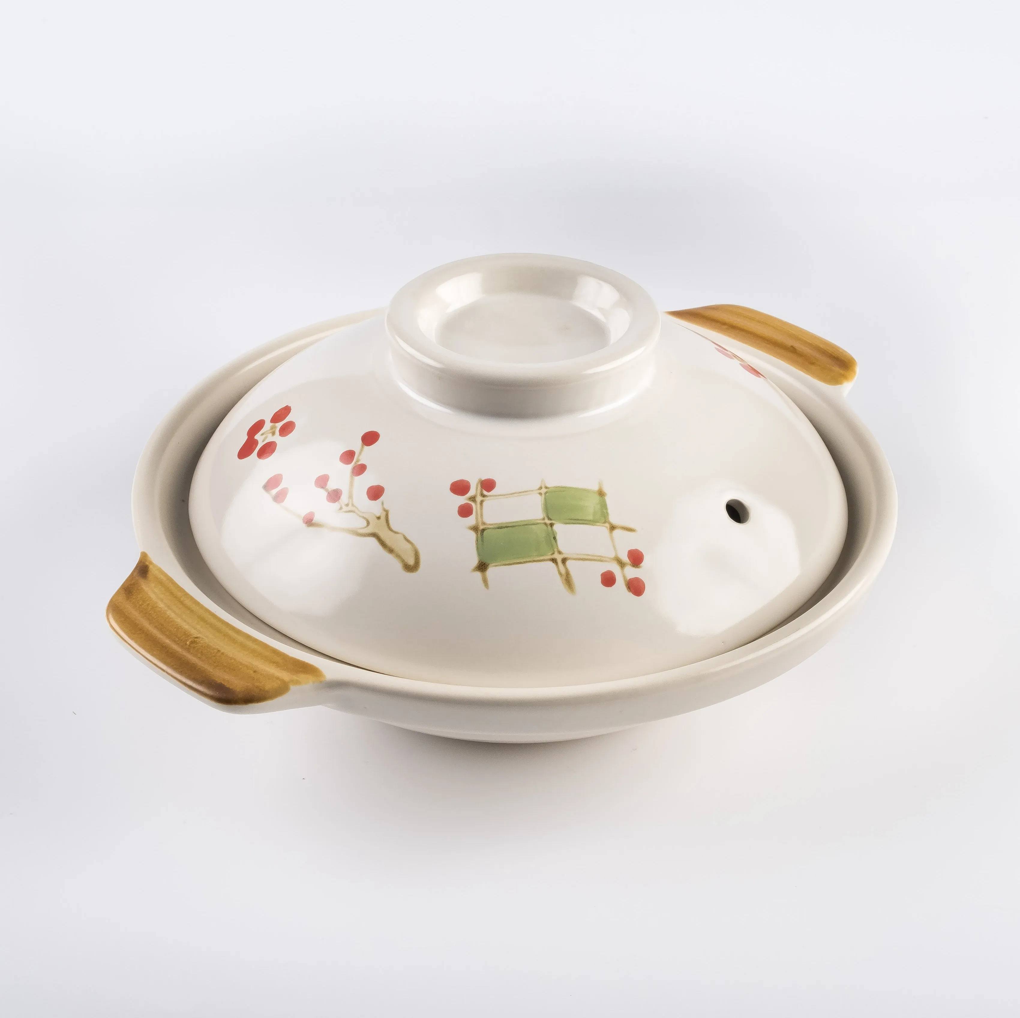 BW21-0338 - White Brown Ceramic Ulam Bowl - 10.25" 2.5" (DH)