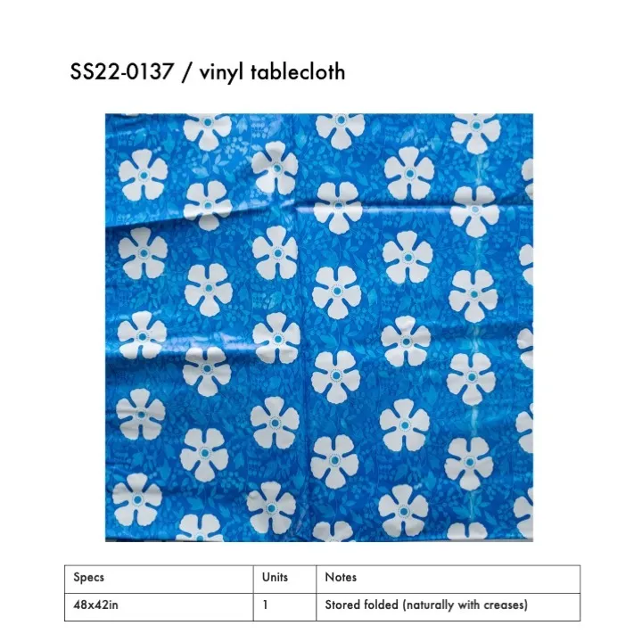SS22-0137 - Blue White Vinyl Tablecloth - 48" 42" (LW)