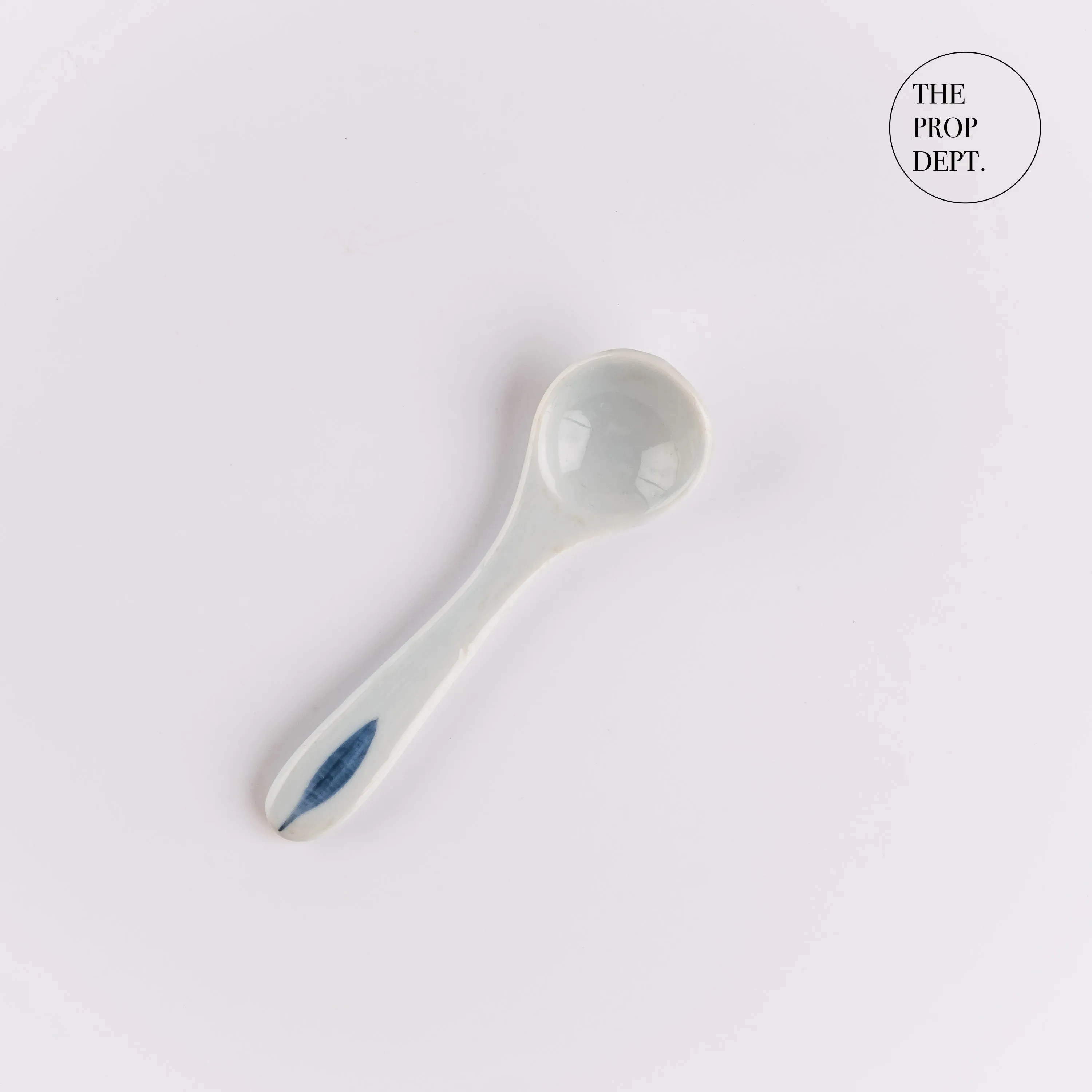 UT23-0419 - White Blue Ceramic Spoon - 4.75" (L)
