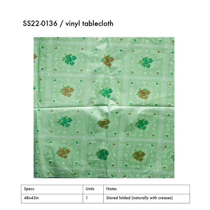 SS22-0136 - Green Vinyl Tablecloth - 48" 43" (LW)