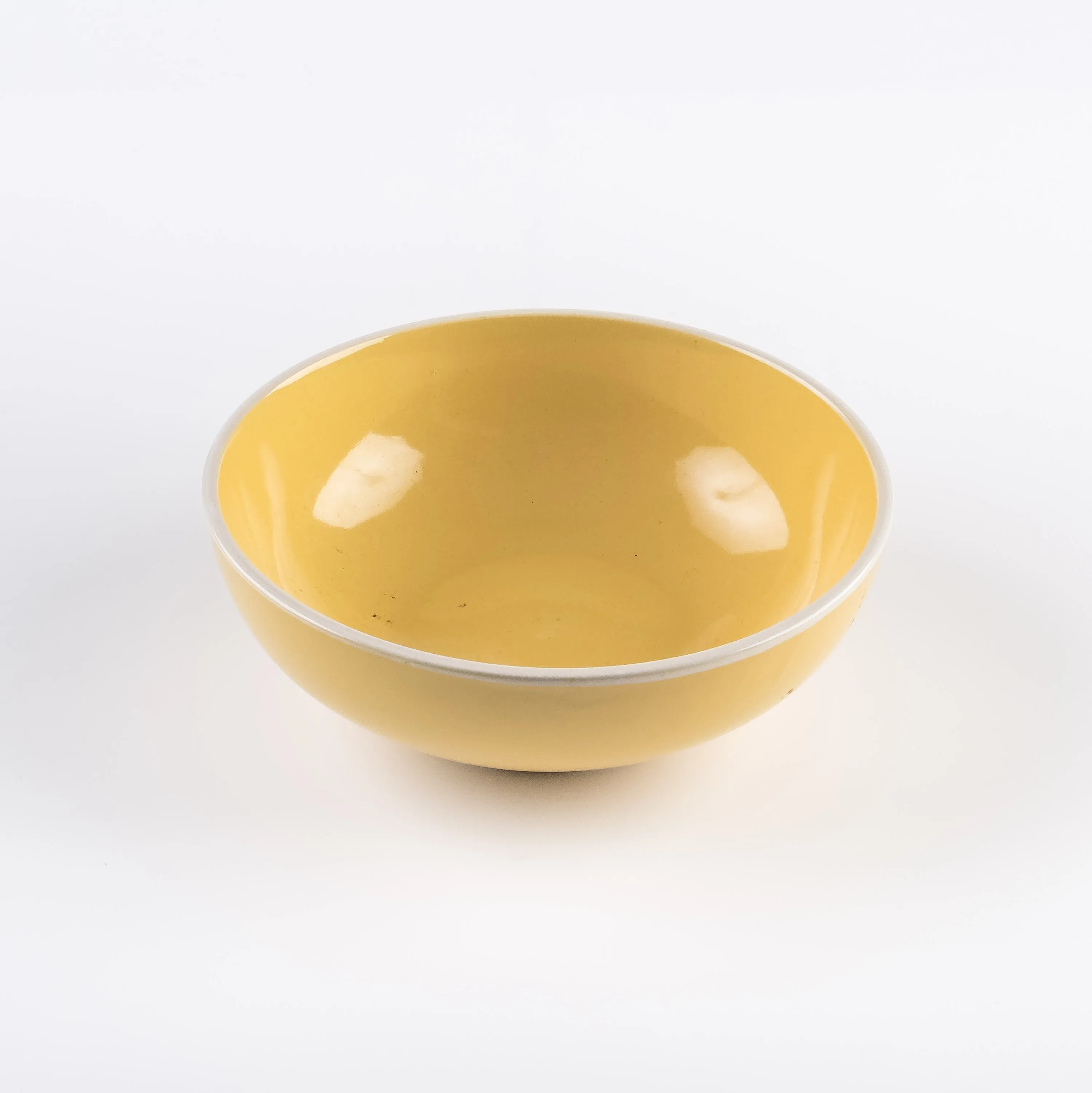 BW21-0401 - Yellow White Ceramic Bowl - 7" 2.5" (DH)