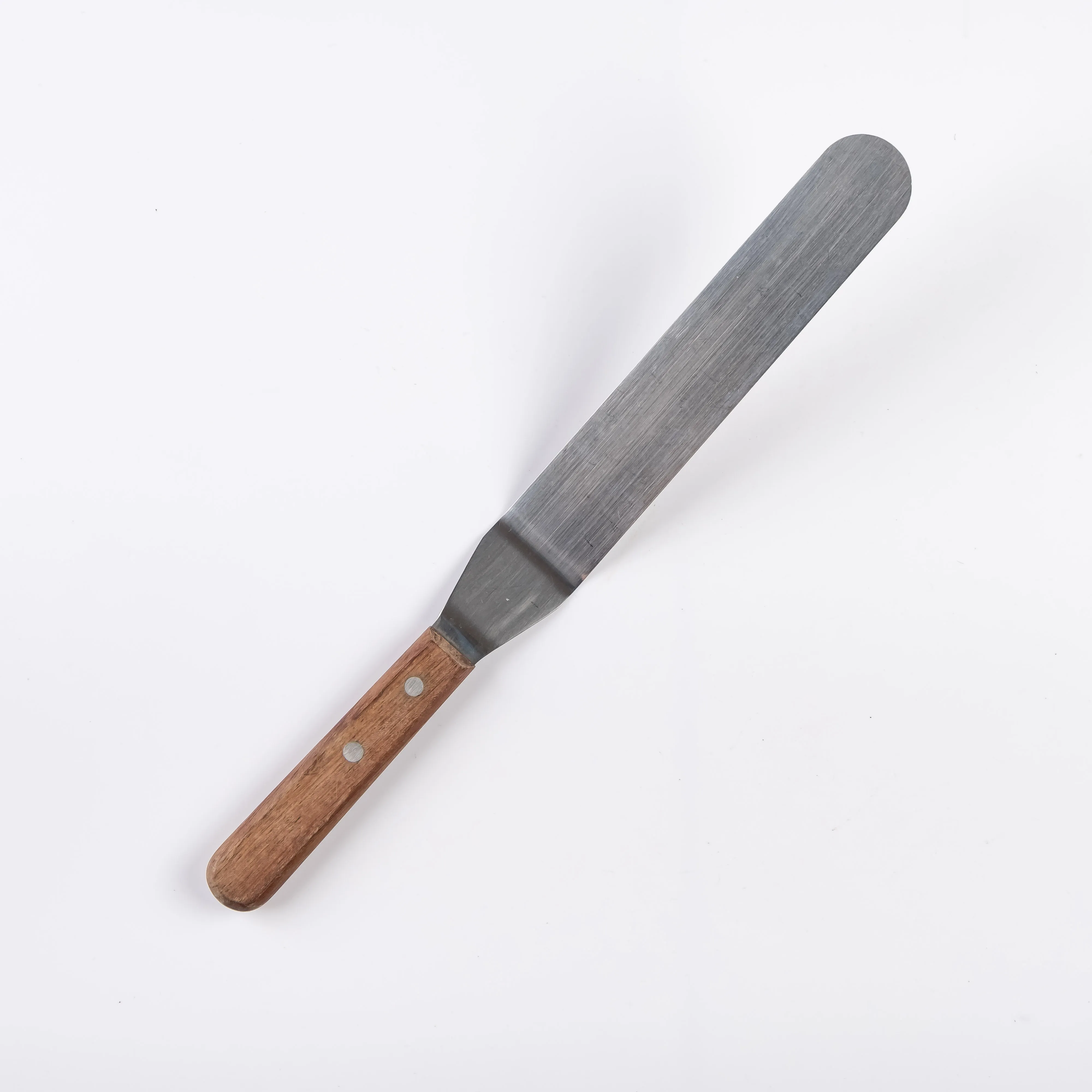 UT21-0104 - Silver Brown Metal Offset spatula - 13.25" (L)