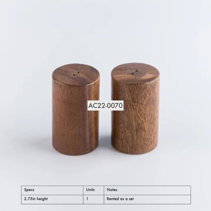 AC22-0070 - Brown Wood Salt and Pepper Shakers - 2.75" (H)