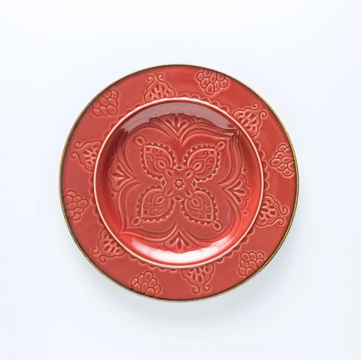 PL20-0074 - Red Ceramic Plate - 8.5" (D)