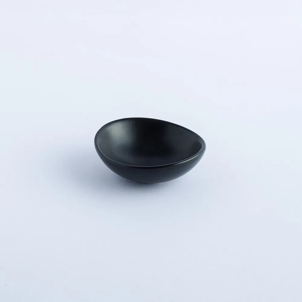 BW20-0244 - Black Ceramic Soy Dish - 3.25" 1" (DH)