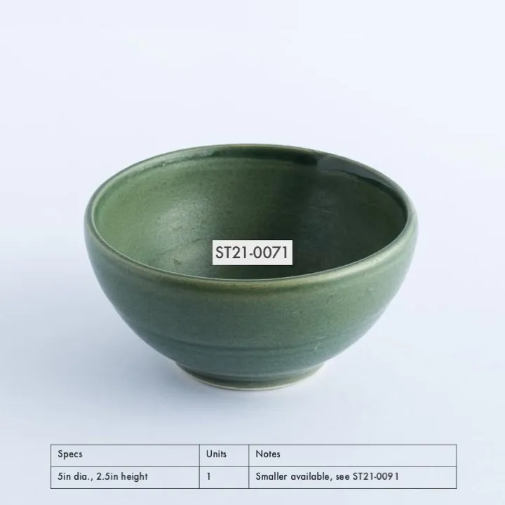 ST21-0071 - Green Stoneware Bowl - 5" 2.25" (DH)