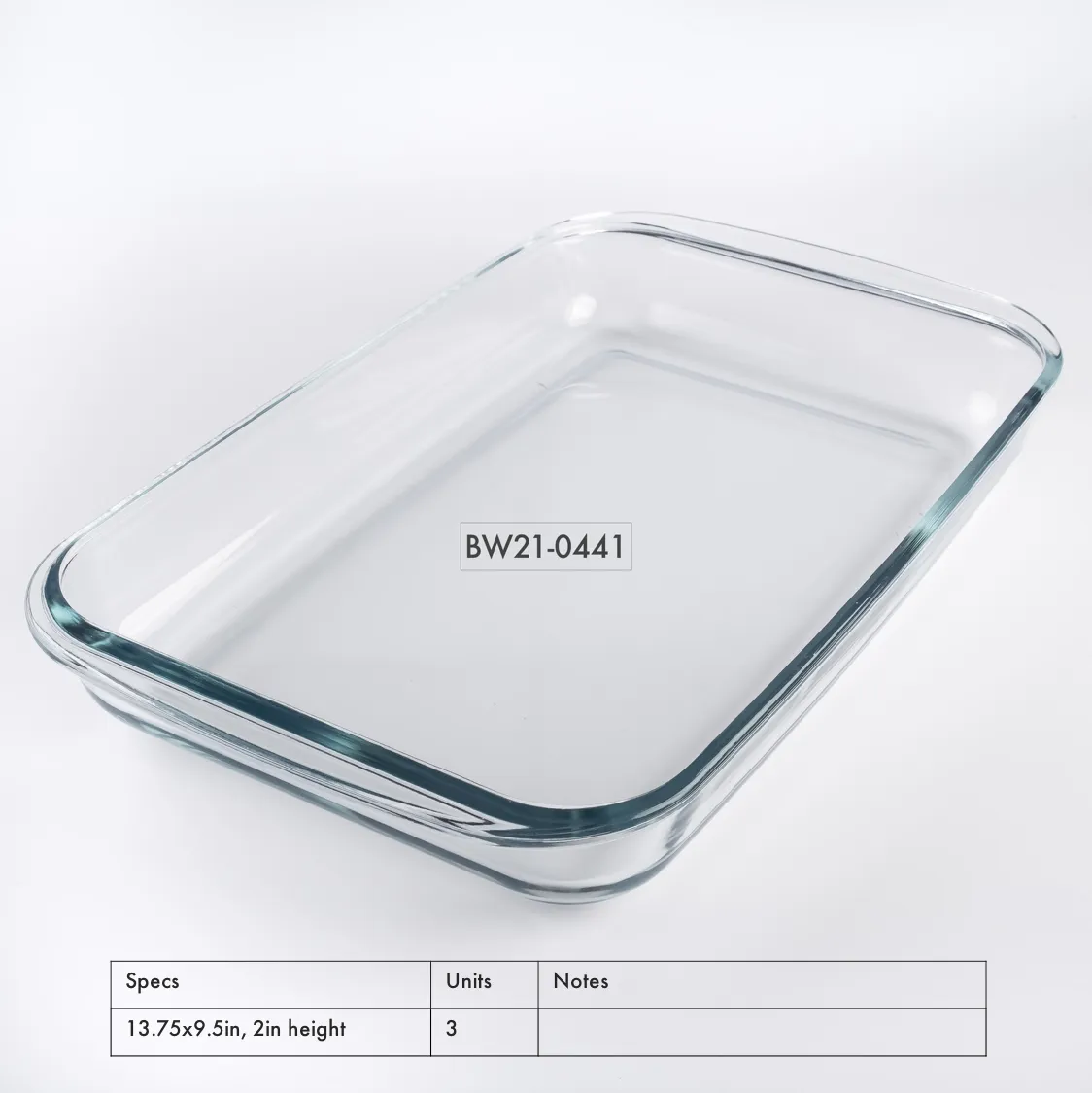 BW21-0441 - Clear Glass Casserole - 13.75" 9.5" 2" (LWH)