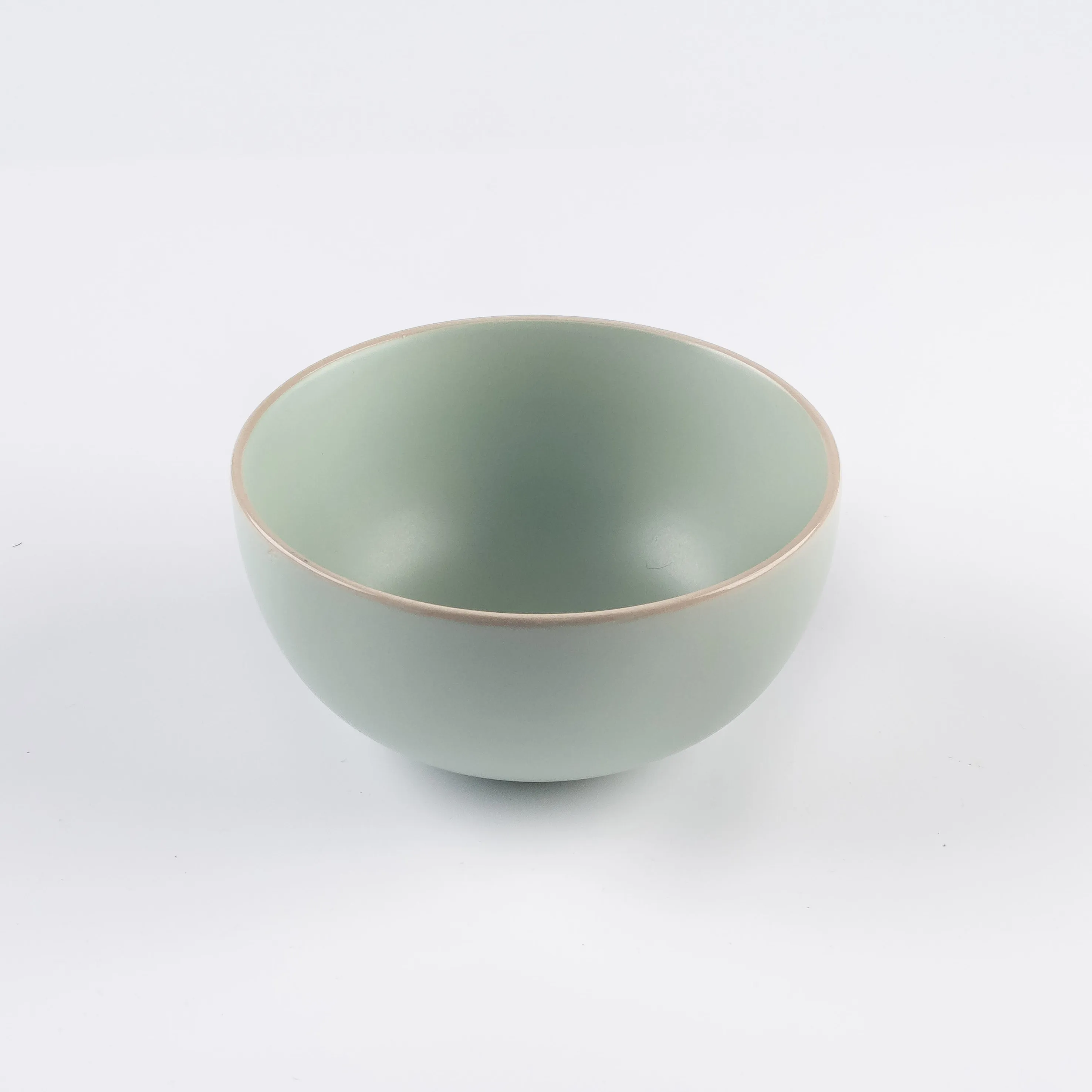 BW21-0387 - Green Beige Ceramic Bowl - 6" 3" (DH)