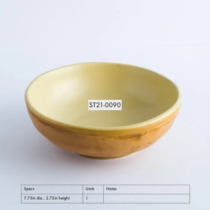 ST21-0090 - Yellow Orange Stoneware Bowl - 7.75" 2.75" (DH)