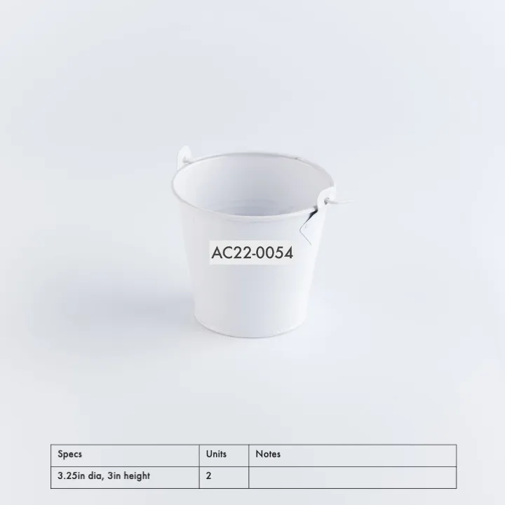 AC22-0054 - White Metal Bucket - 3.25" 3" (DH)