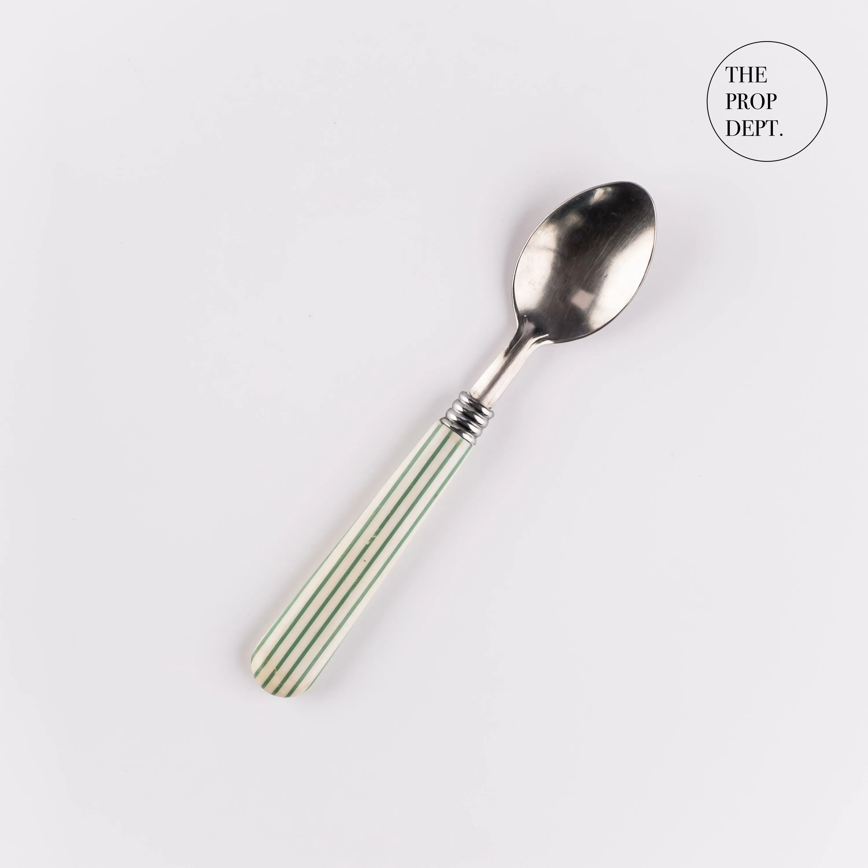 UT23-0435 - Green White Metal Spoon - 6.5" (L)