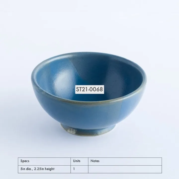 ST21-0068 - Blue Stoneware Bowl - 5" 2.25" (DH)