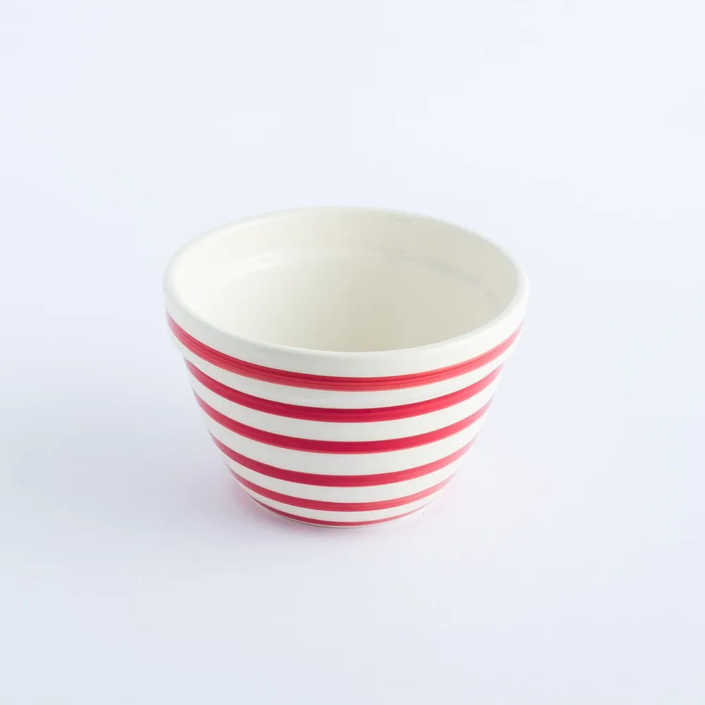 BW20-0167 - Red White Ceramic Bowl - 4.5" 3" (DH)