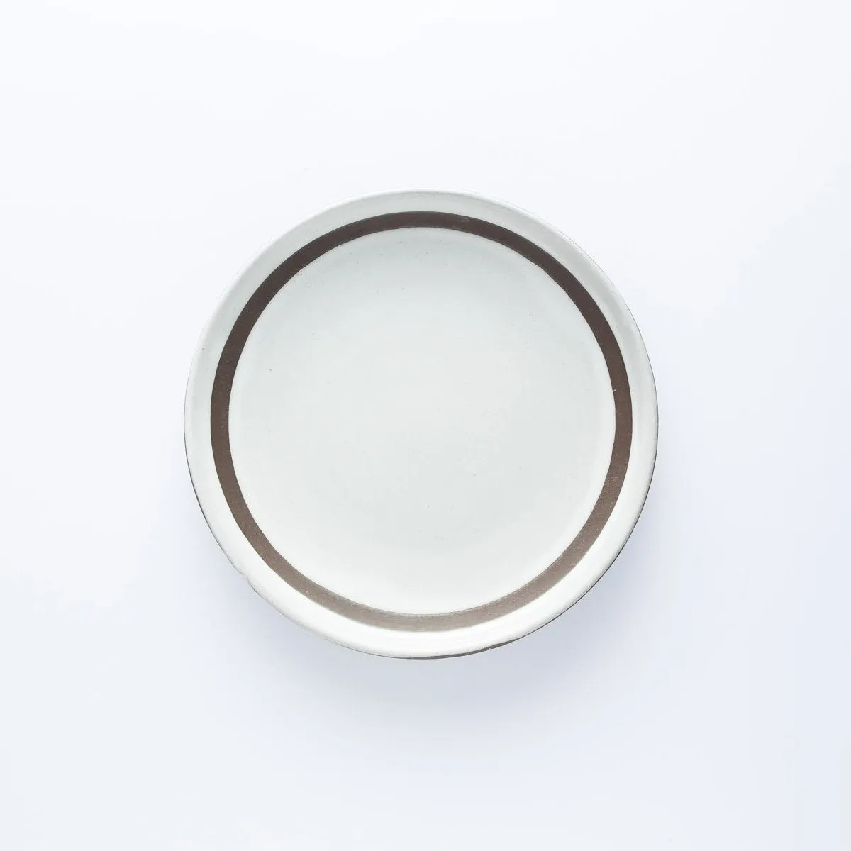 PL20-0056 - White Brown Ceramic Plate - 8.25" (D)