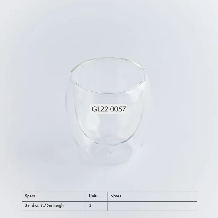 GL22-0057 - Clear Drinking Glass - 3" 3.75" (DH)