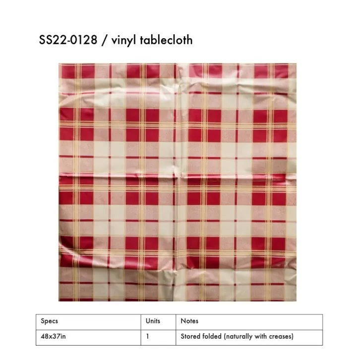 SS22-0128 - Red Beige Vinyl Tablecloth - 48" 37" (LW)