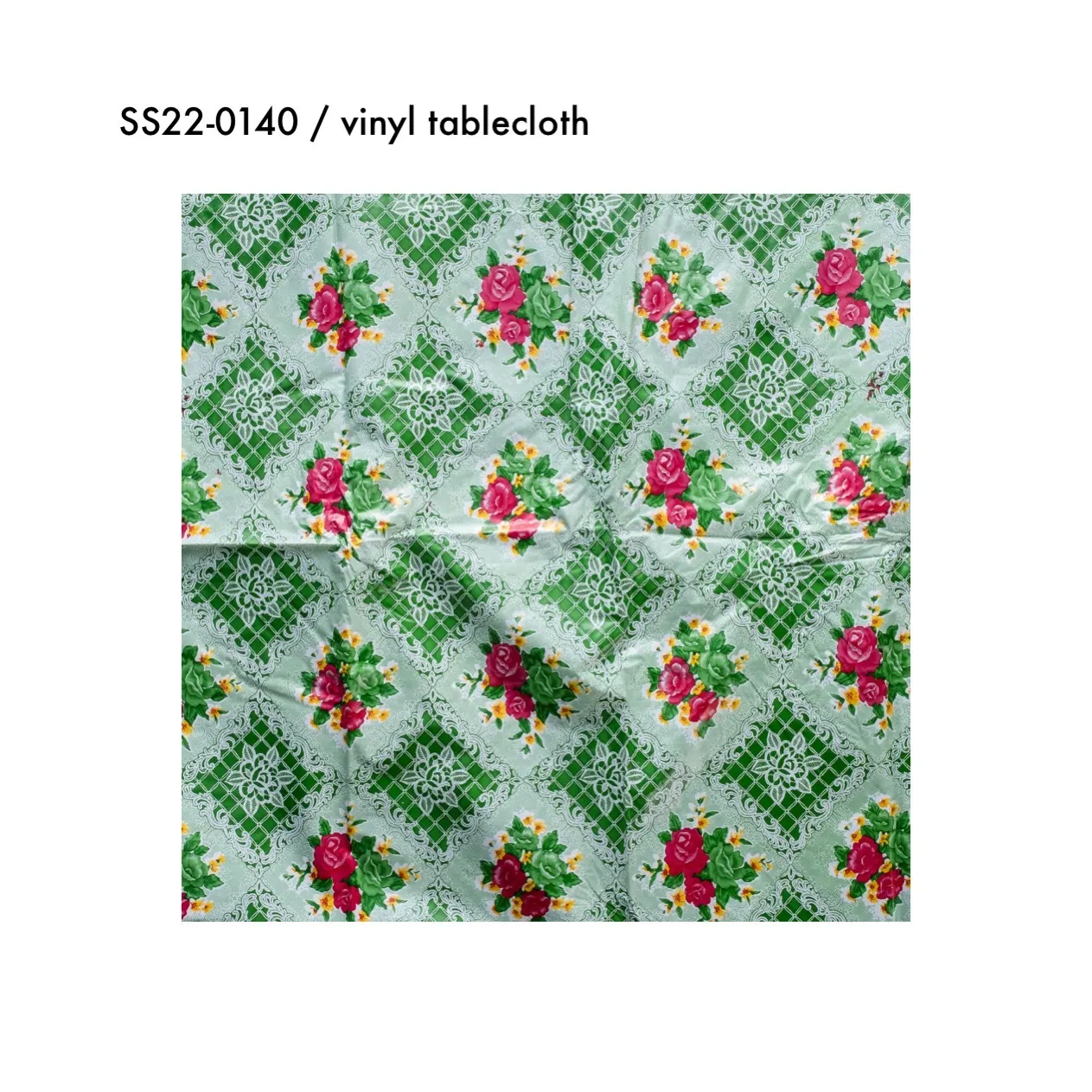SS22-0140 - Green Pink Vinyl Tablecloth - 114" 48" (LW)