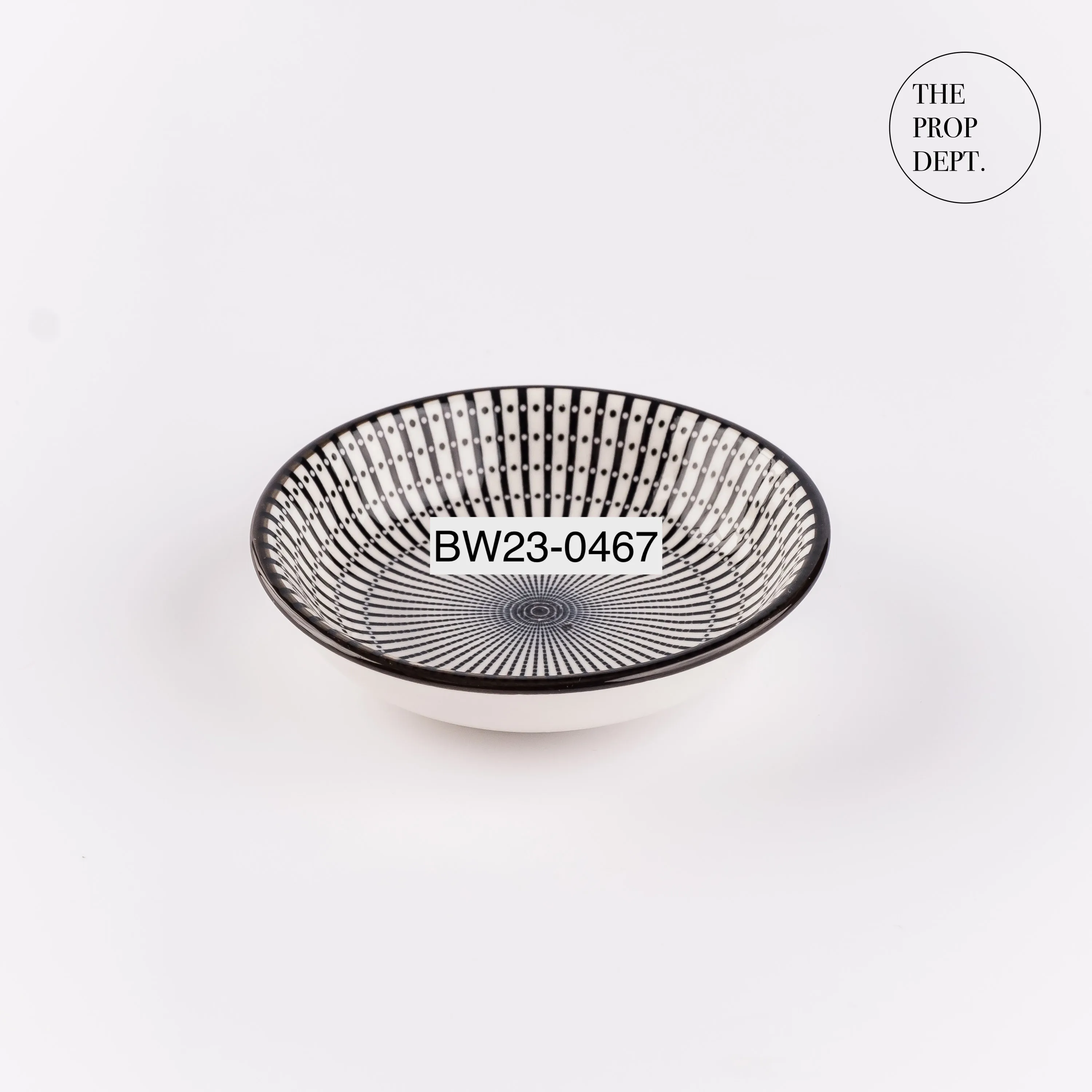 BW23-0467 - Black White Ceramic Bowl - 3.75" 0.75" (DH)