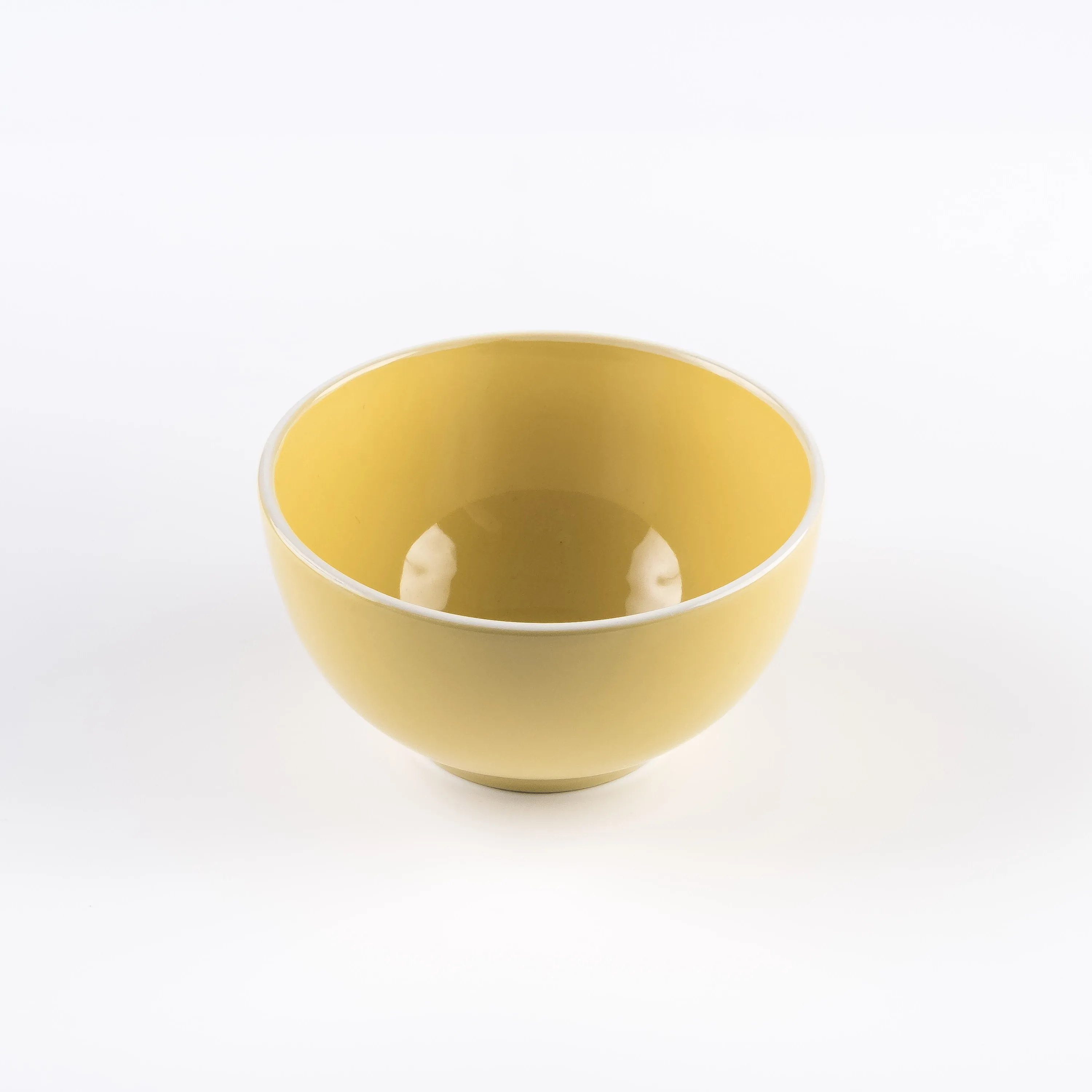 BW21-0405 - Yellow White Ceramic Bowl - 5.5" 3" (DH)