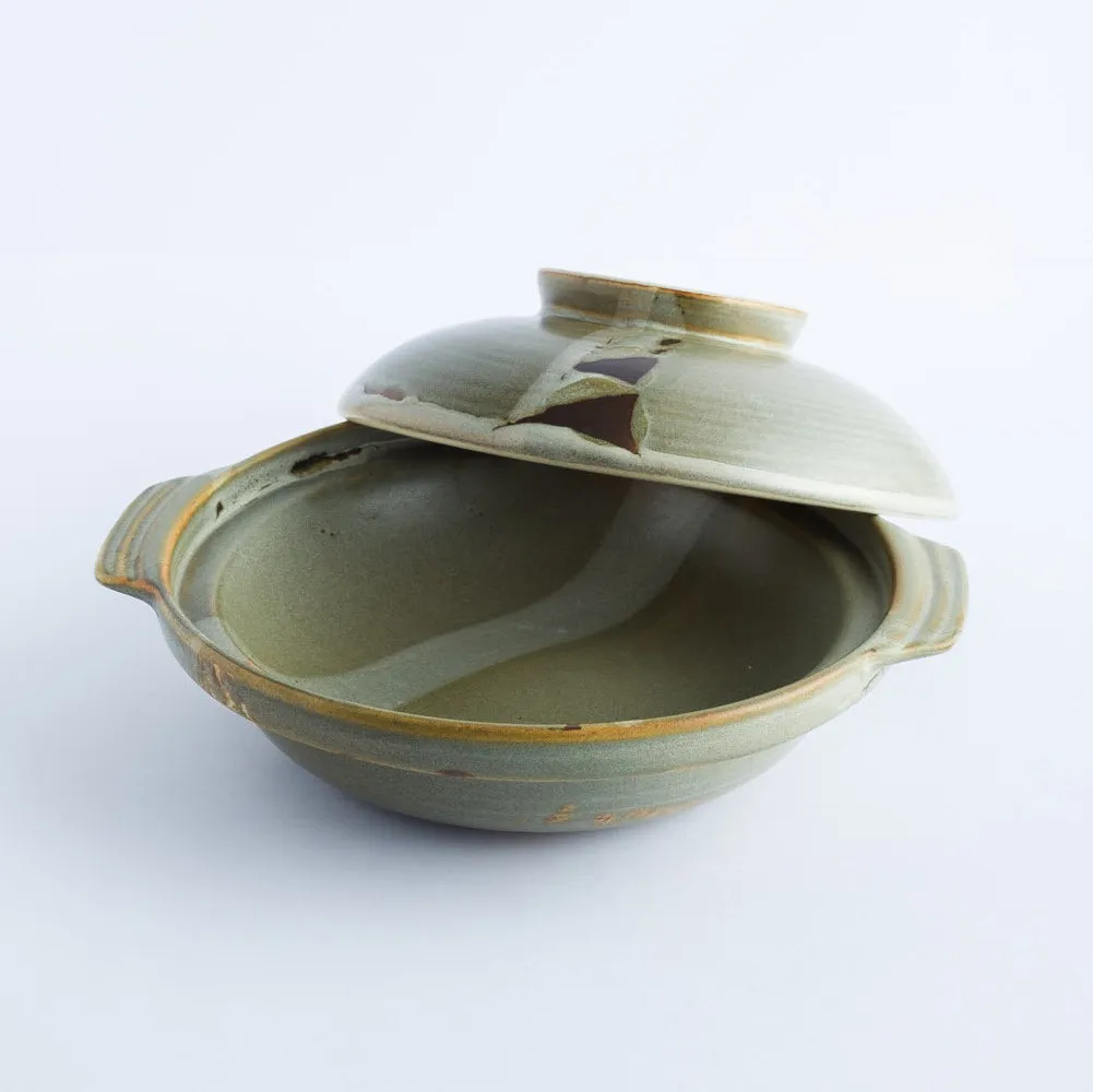 ST20-0021 - Green Stoneware Ulam Bowl - 7.75" 2" (DH)