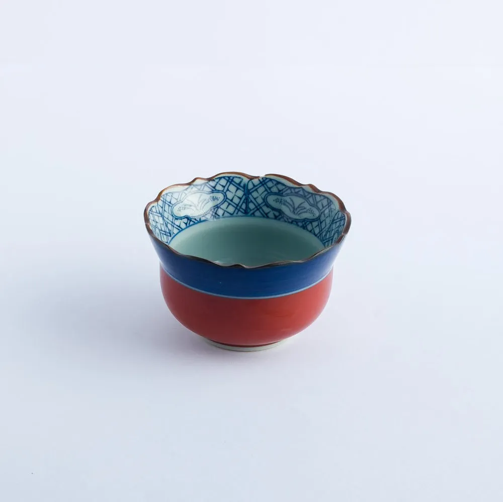 BW20-0149 - Red Blue Ceramic Bowl - 4" 2.5" (DH)