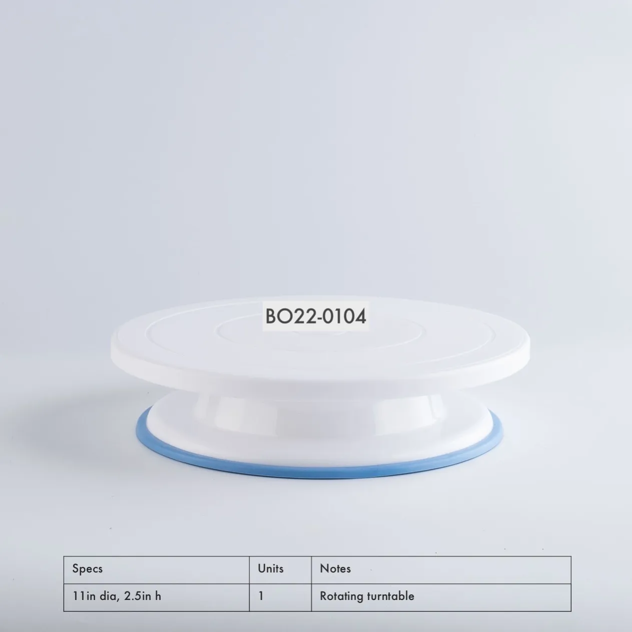 BO22-0104 - White Blue Plastic Cake Stand - 11" 2.5" (DH)