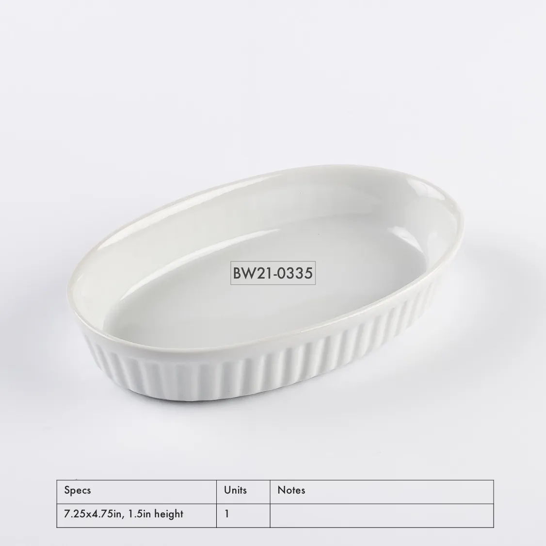 BW21-0335 - White Ceramic Casseroles - 7.25" 4.75" 1.5" (LWH)