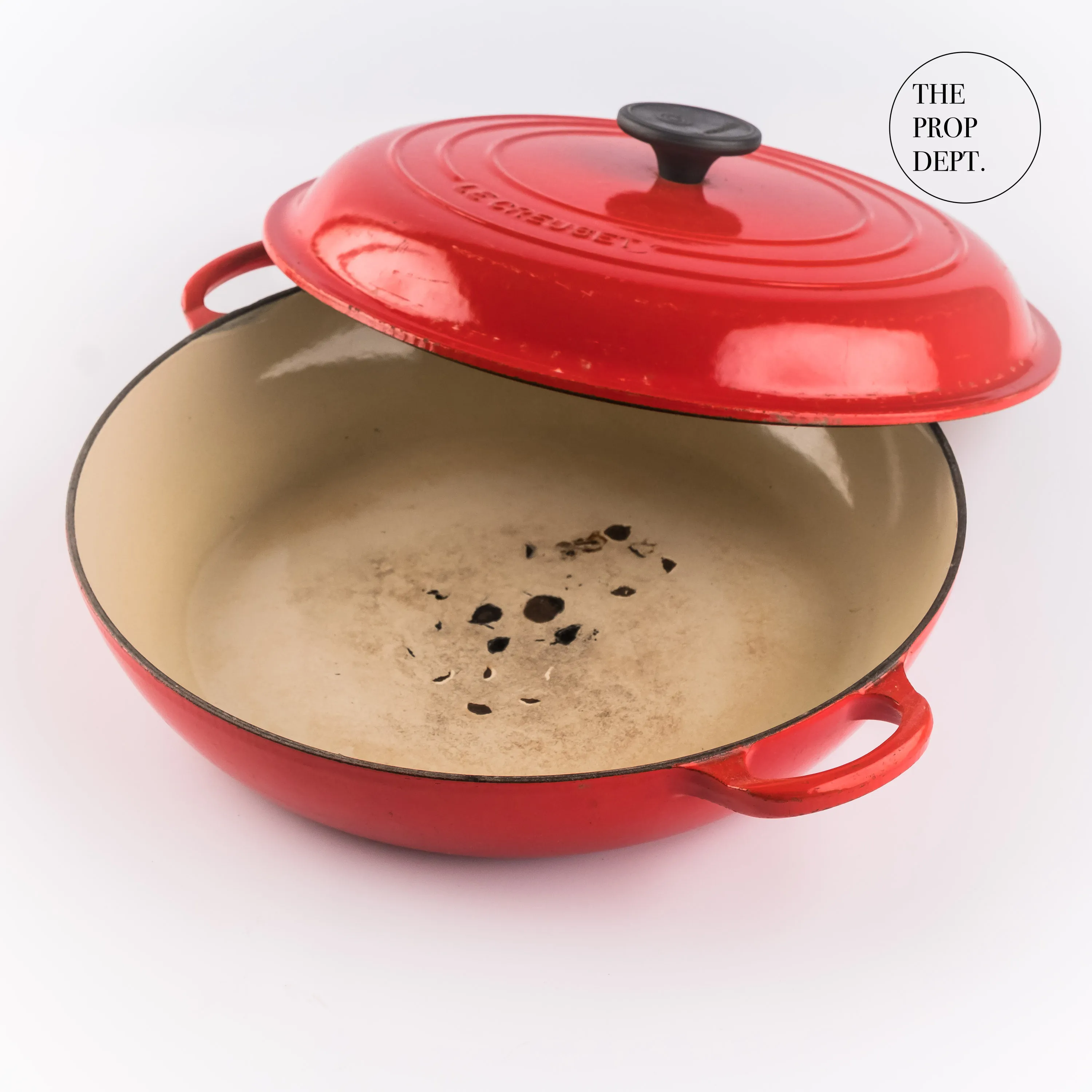 PP23-0027 - Red White Enamel Cast Iron Pot - 12" 4.5" (DH)