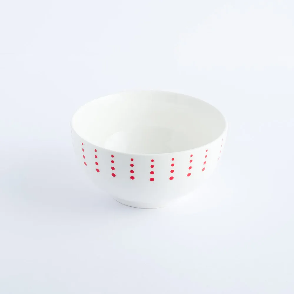 BW20-0152 - White Red Ceramic Bowl - 5.25" 2.75" (DH)