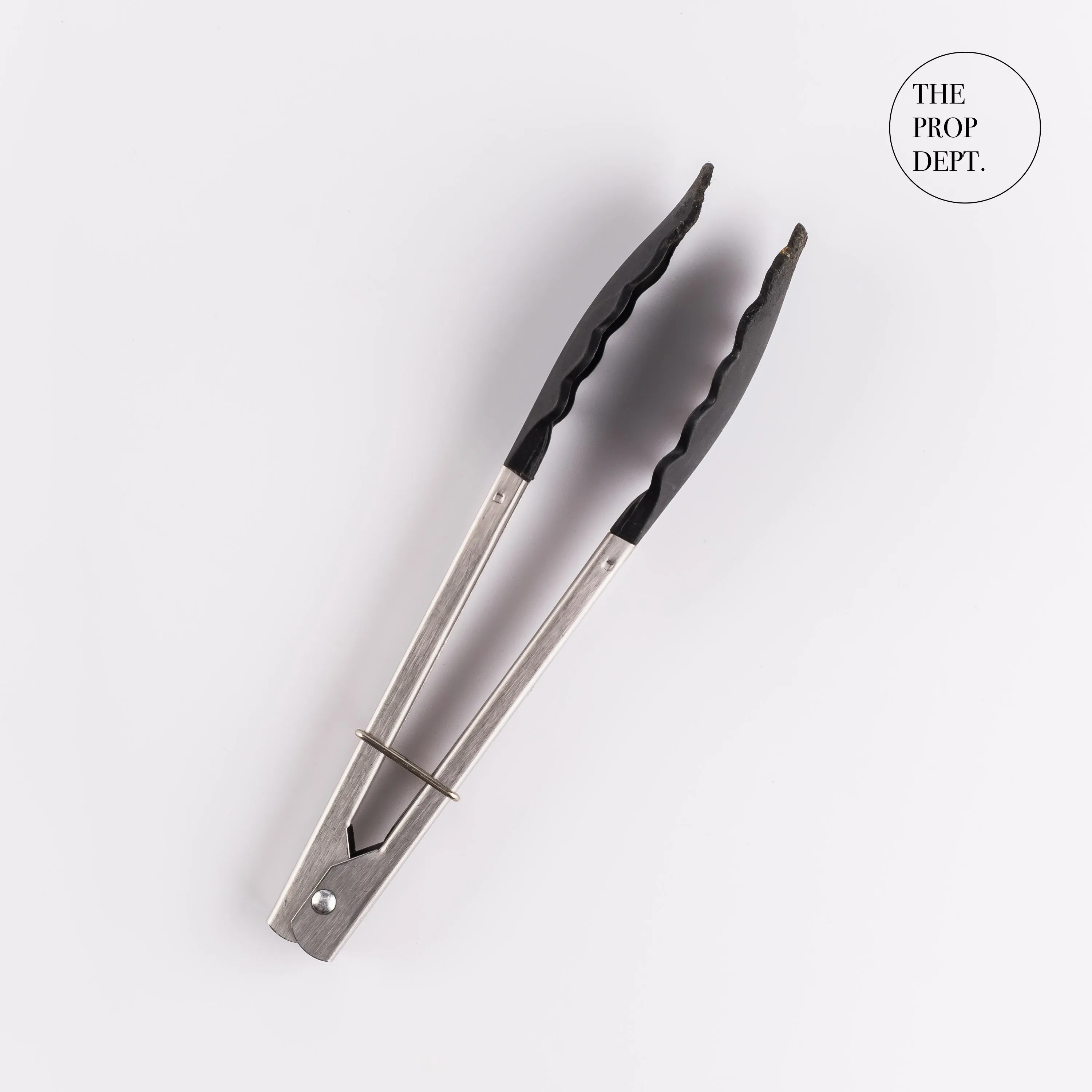 UT23-0216 - Silver Black Metal Tongs - 9" (L)