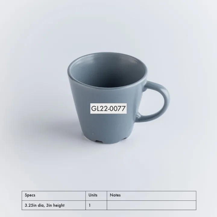 GL22-0077 - Blue Cup With Handle - 3.25" 3" (DH)