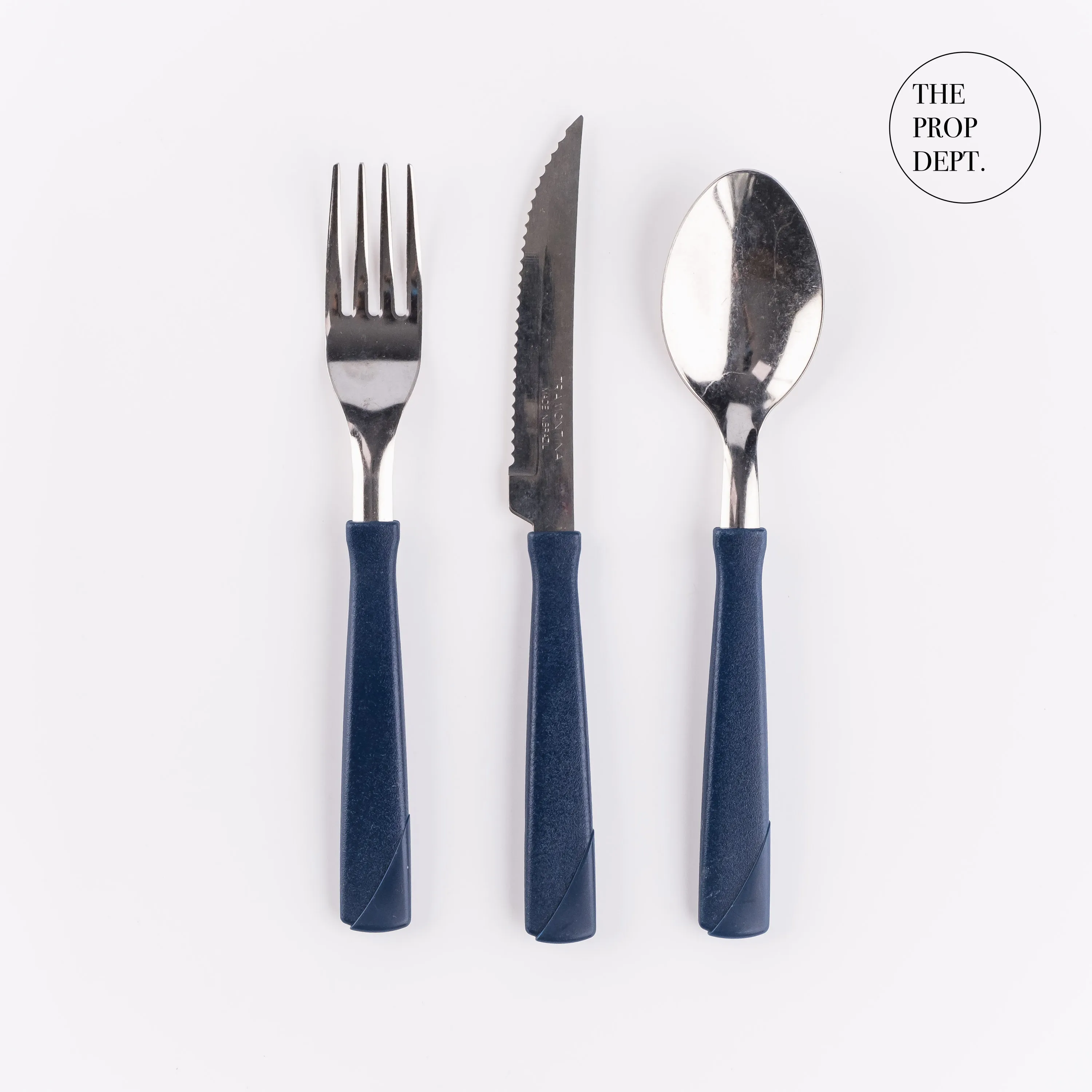 UT23-0357 - Silver Blue Metal Utensil Set - 7" (L)