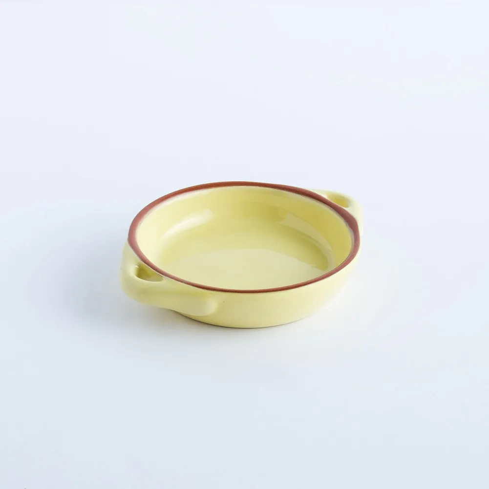 BW20-0101 - Yellow Brown Ceramic Bowl - 5.5" 4.25" 1" (LWH)