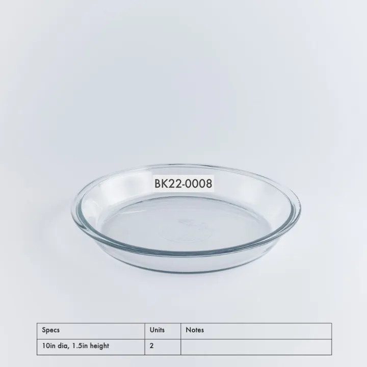 BK22-0008 - Clear Glass Pie plate - 10" 1.5" (DH)