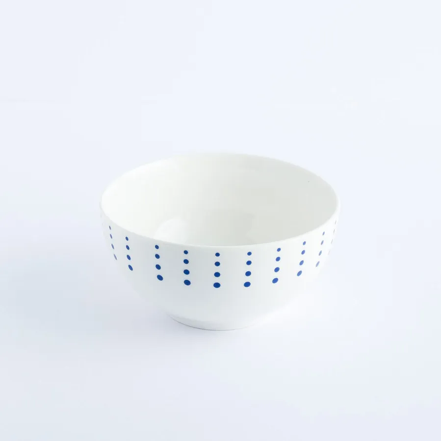 BW20-0074 - White Blue Ceramic Bowl - 5.5" 2.75" (DH)