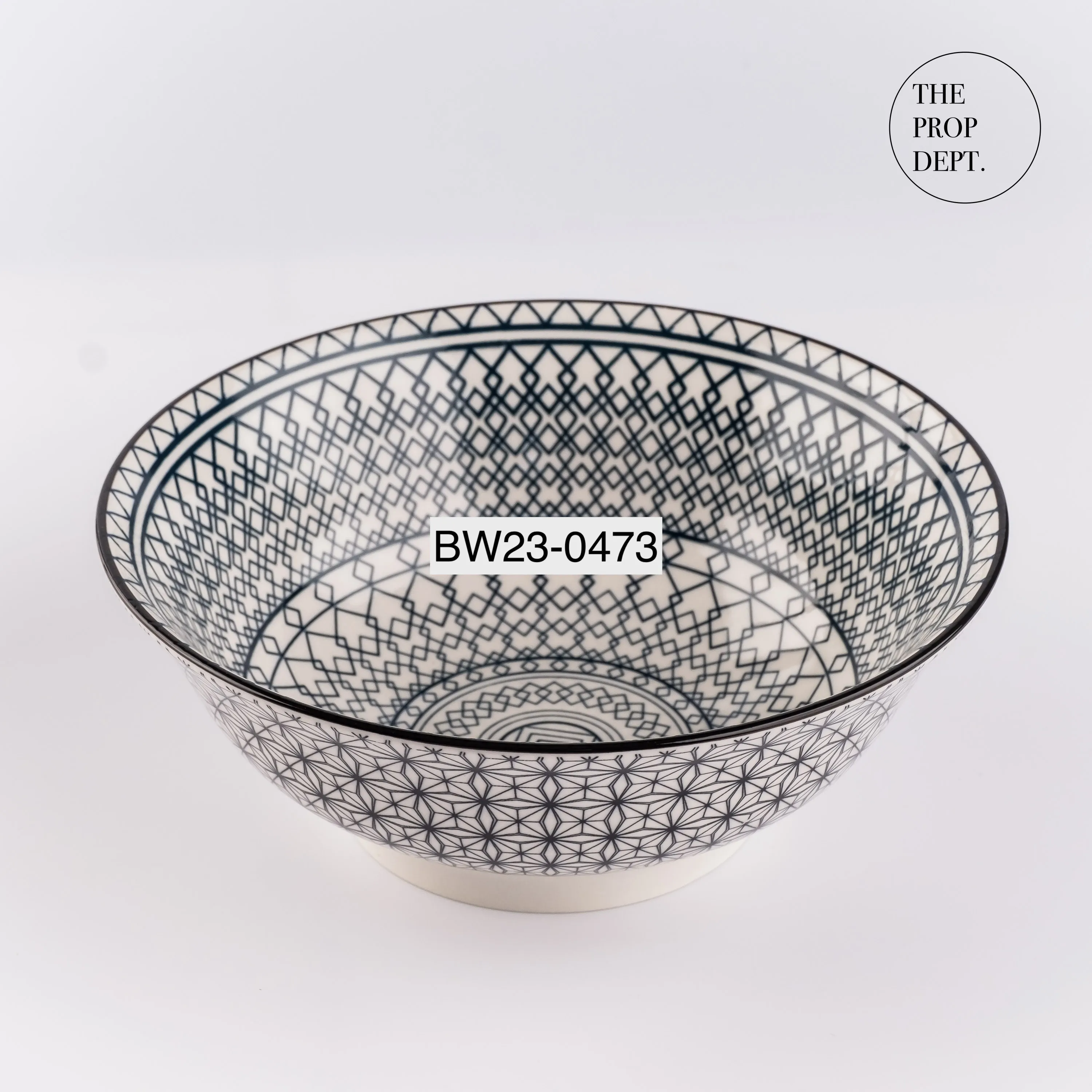 BW23-0473 - Black White Bowl - 8.5" 3" (DH)