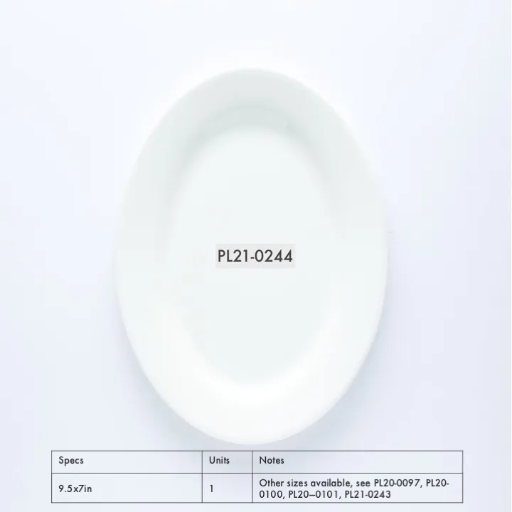 PL21-0244 - White Ceramic Plate - 9.5" 7" (LW)