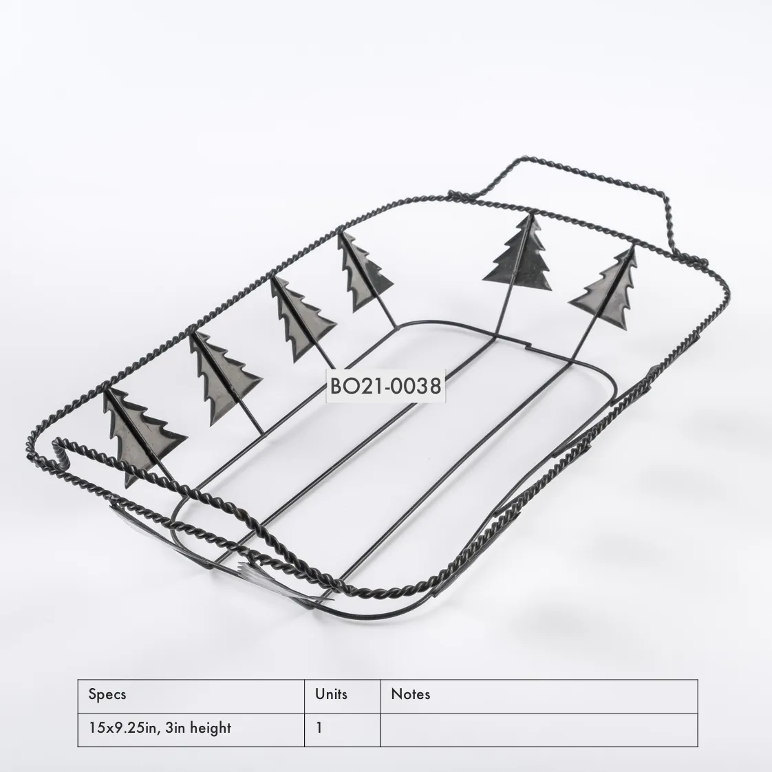 BO21-0038 - Green Metal Tray - 15" 9.25" 3" (LWH)