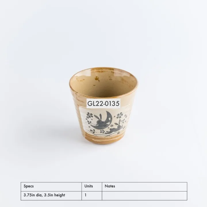 GL22-0135 - Brown Yellow Drinking Glass - 3.75" 3.5" (DH)