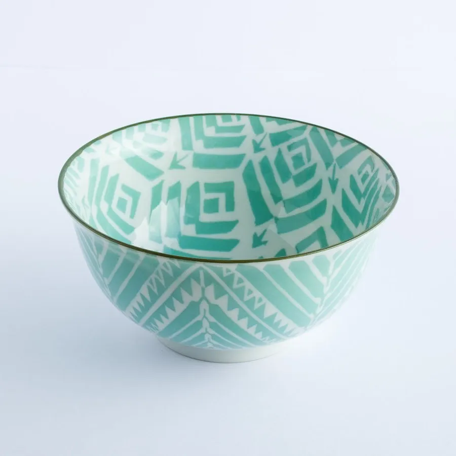 BW20-0086 - Green White Ceramic Bowl - 7" 3.5" (DH)