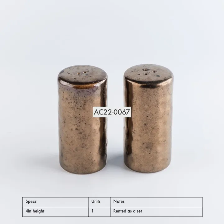 AC22-0067 - Bronze Metal Salt and Pepper Shakers - 4" (H)