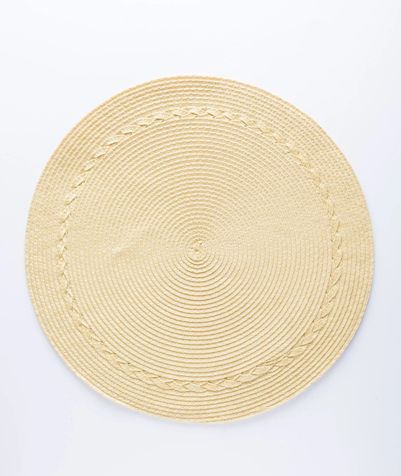 PM20-0021 - Yellow Cream Fiber Placemat - 14.5" (D)