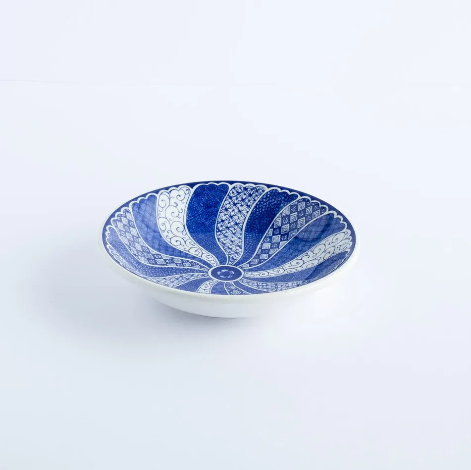 BW20-0049 - Blue White Ceramic Bowl - 6" 1.5" (DH)
