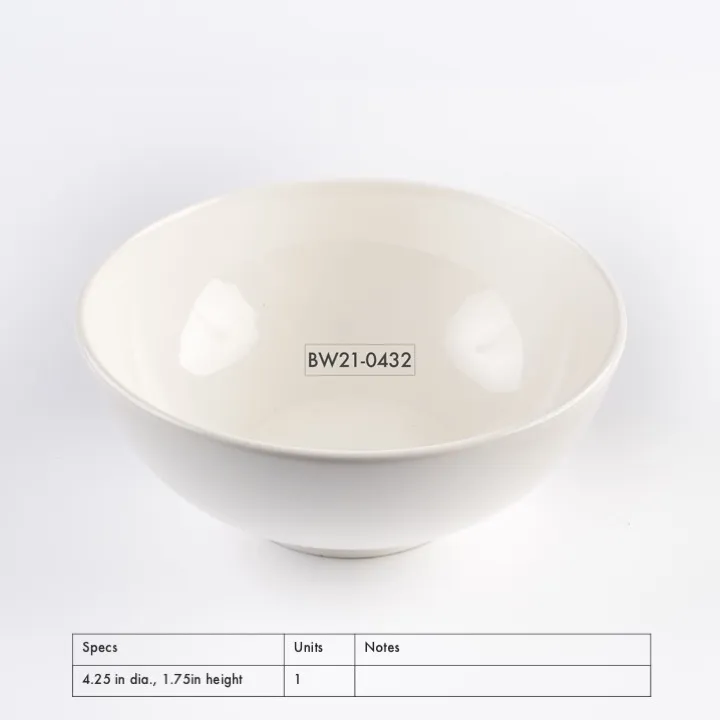 BW21-0432 - White Ceramic Bowl - 4.25" 1.75" (DH)