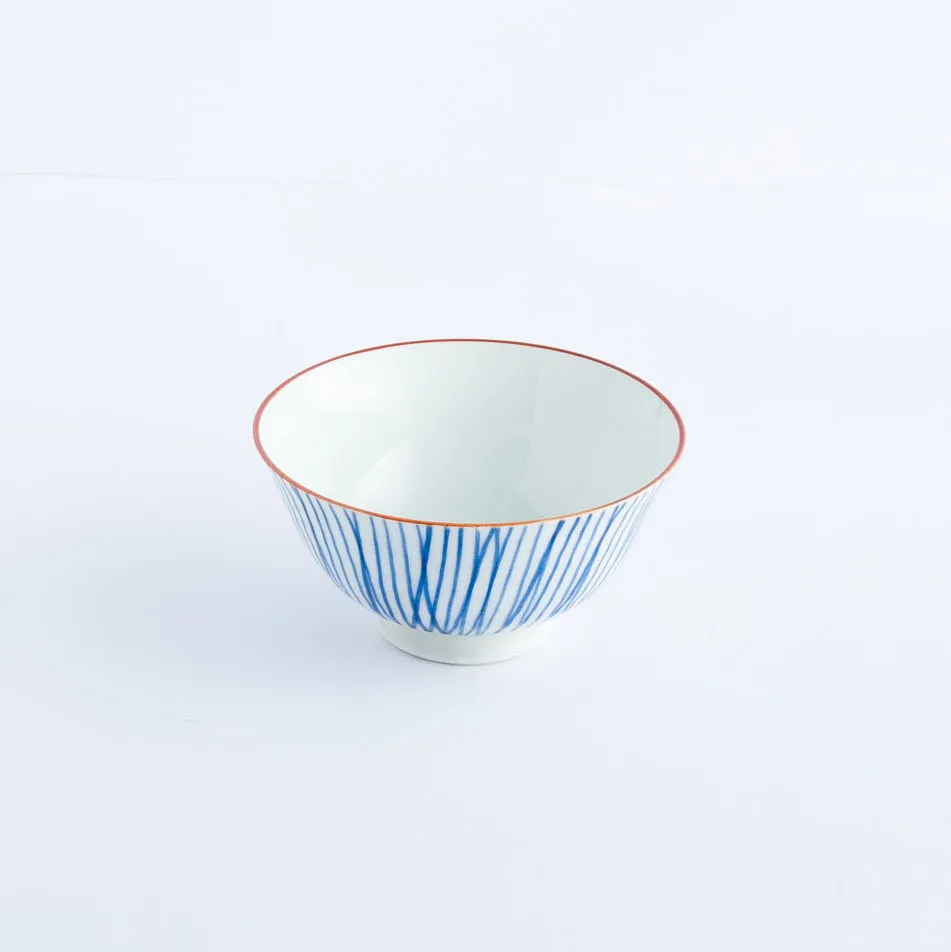 BW20-0062 - White Blue Ceramic Bowl - 4.5" 2.5" (DH)