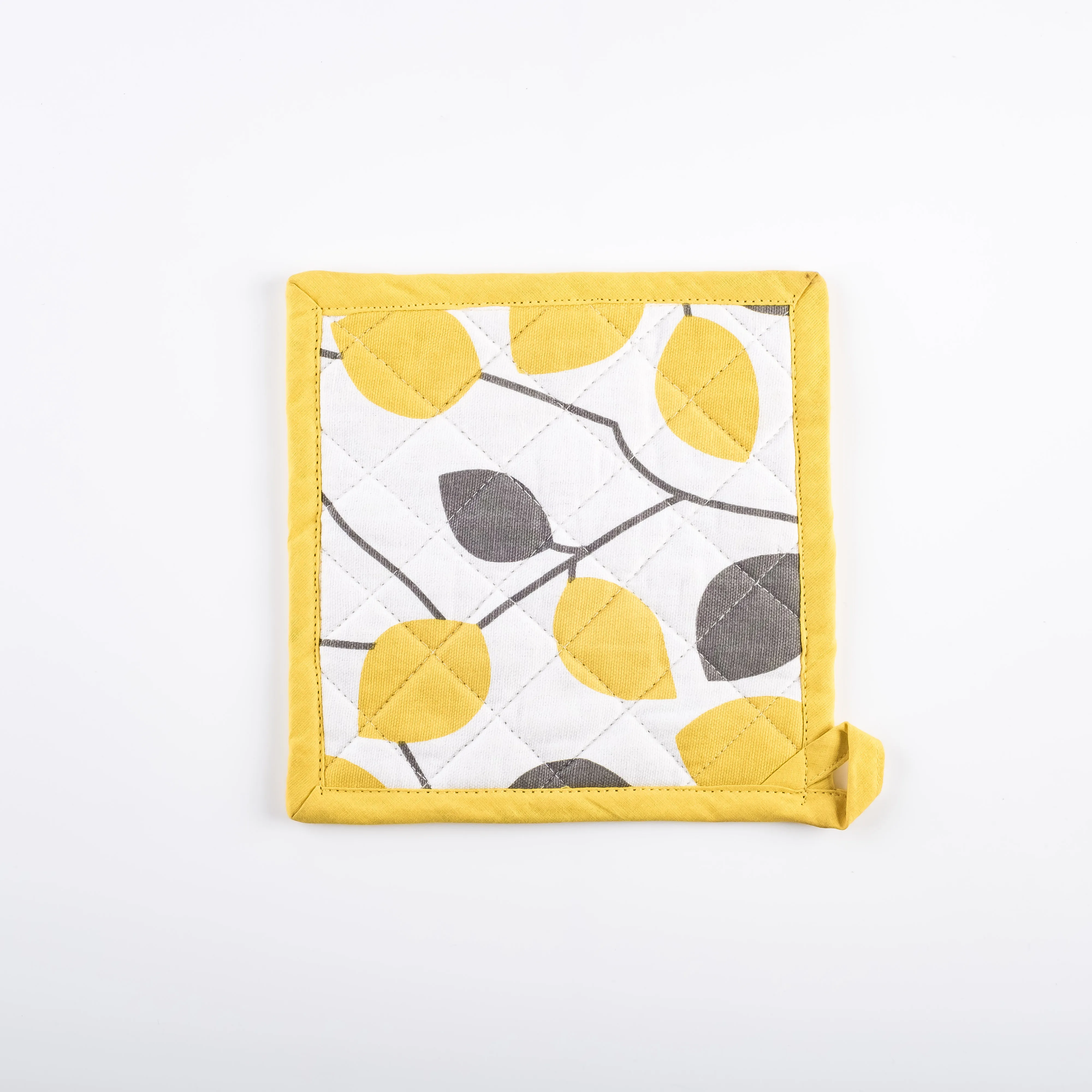 AC21-0013 - Yellow Grey Fabric Oven mitt - 7.75" 7.75" (LW)