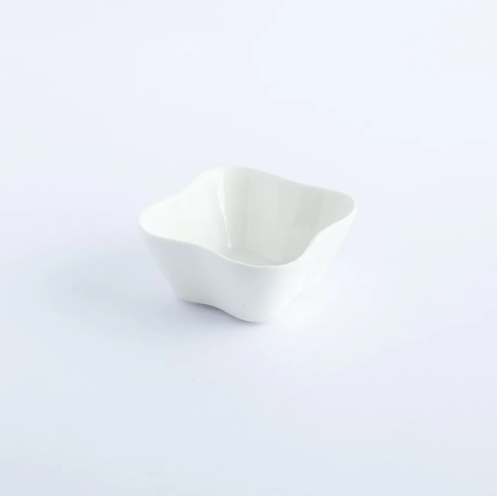 BW20-0254 - White Ceramic Soy Dish - 3.5" 4.5" 1.75" (LWH)