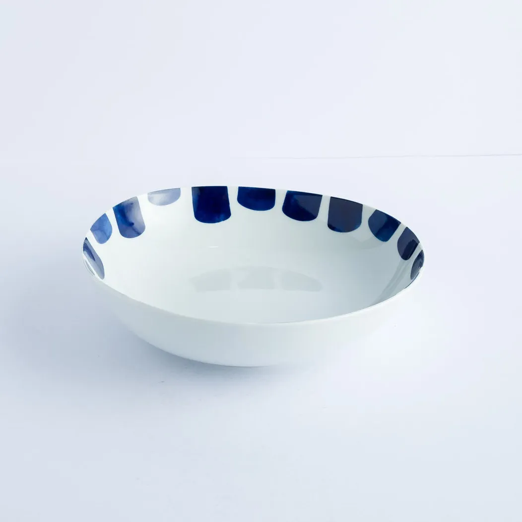 BW20-0281 - White Blue Ceramic Ulam Bowl - 8.25" 2" (DH)